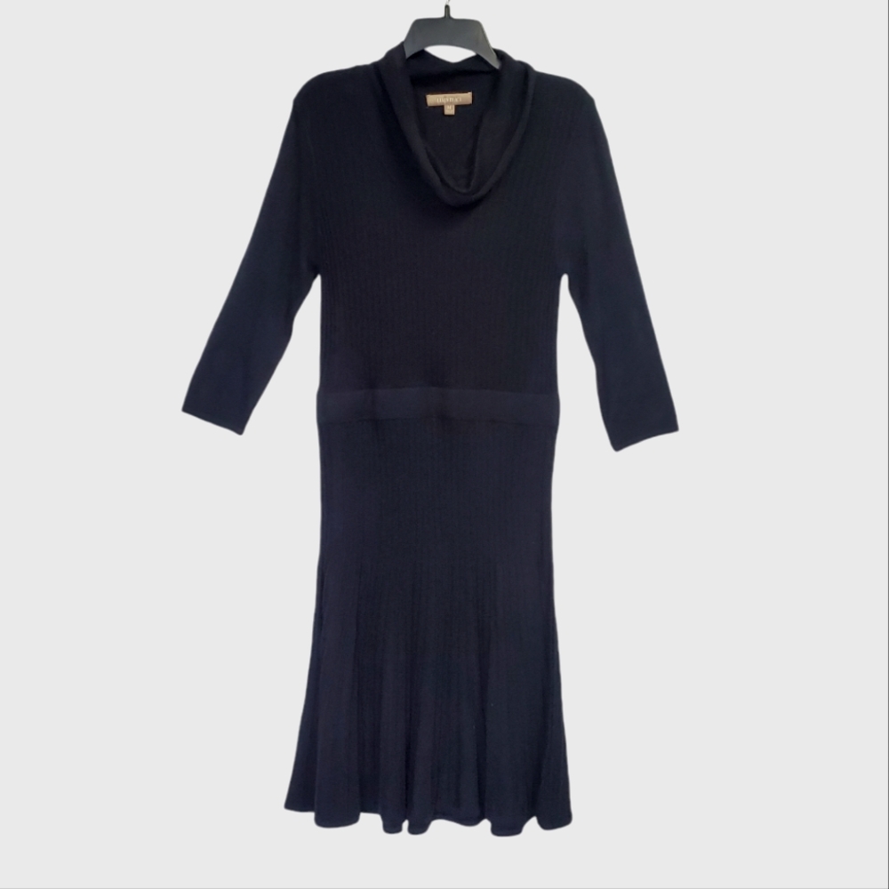 NWT Ellen Tracy Midas Touch Women's Sweater Dress Black Ribbed Size M
